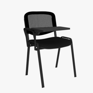 Taurus mesh back meeting room chair with writing tablet - black